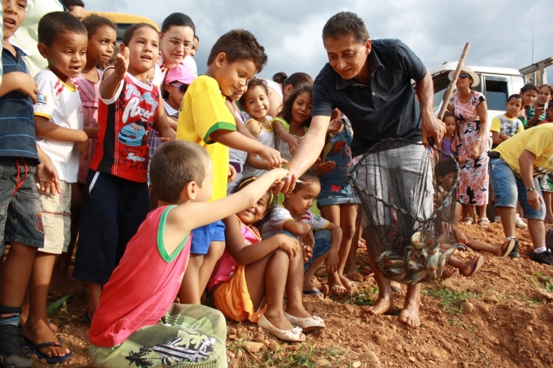 Mais de 5 mil peixes da espcie piraputanga foram colocados por crianas das escolas municipais de Nortelndia