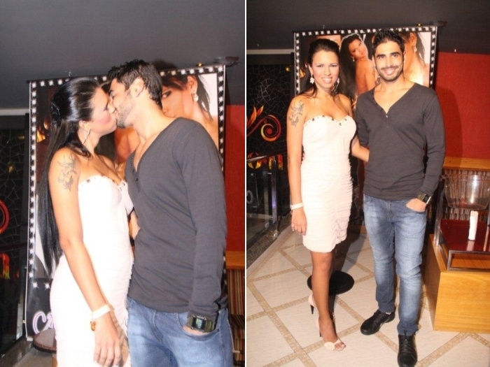 Ariadna beija muito o namorado durante seu aniversrio no Rio de Janeiro