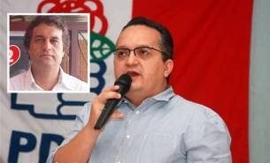 O senador Pedro Taques, que destituiu o diretrio de Cuiab; no destaque, Rodrigo Rodrigues 