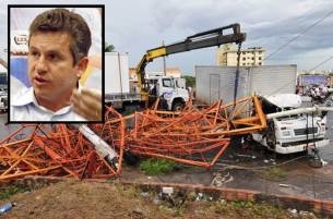 Registro feito momentos ap�s a queda da torre, feita pela Bimetal, do empres�rio Mauro Mendes 