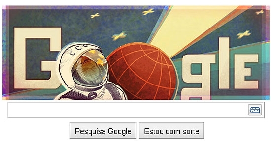 P�gina inicial do Google feita em homenagem ao russo Yuri Gag�rin, 50 anos ap�s 1� voo espacial tripulado